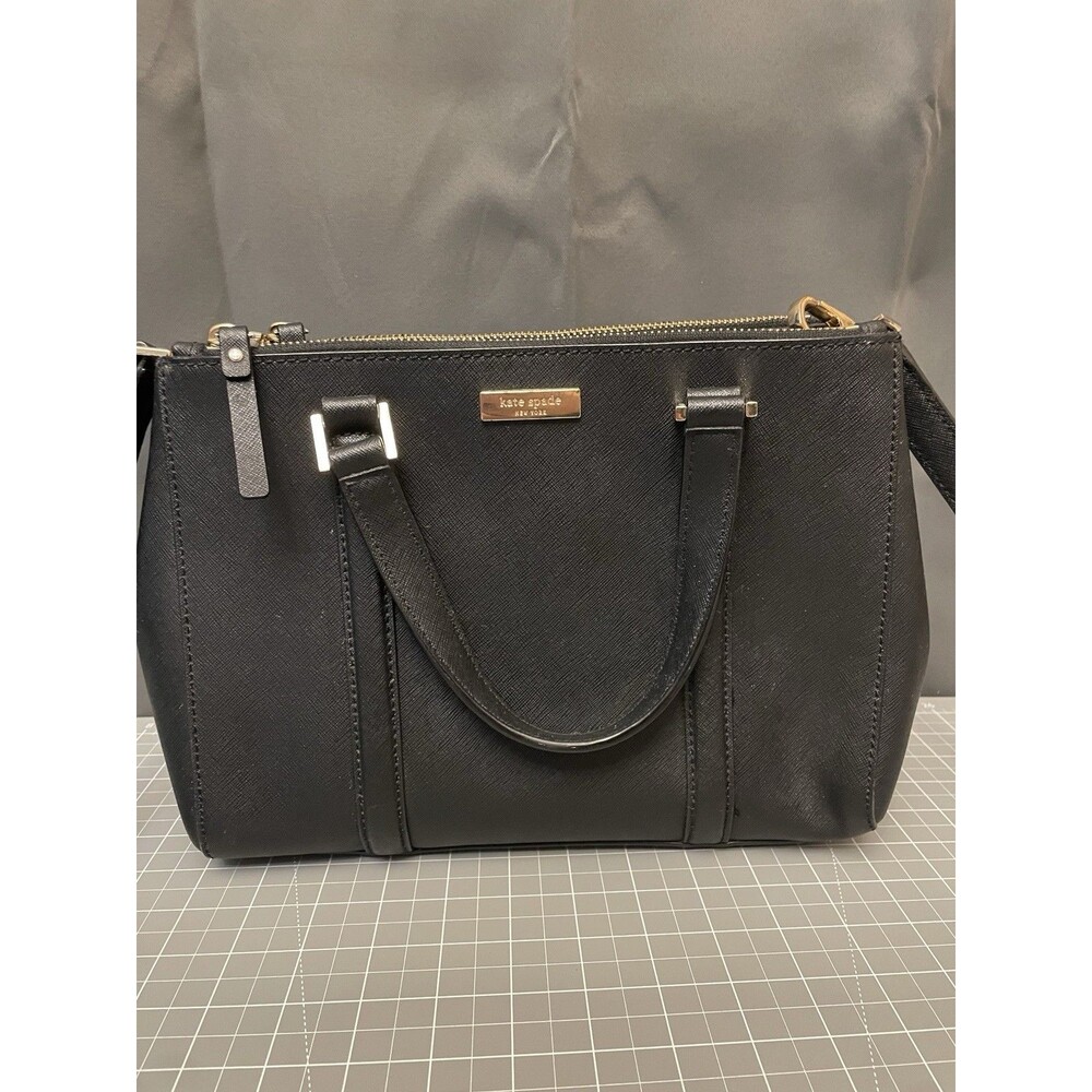 Kate Spade Leila Triple Compartment Satchel Crossbody Leather Bag - Black